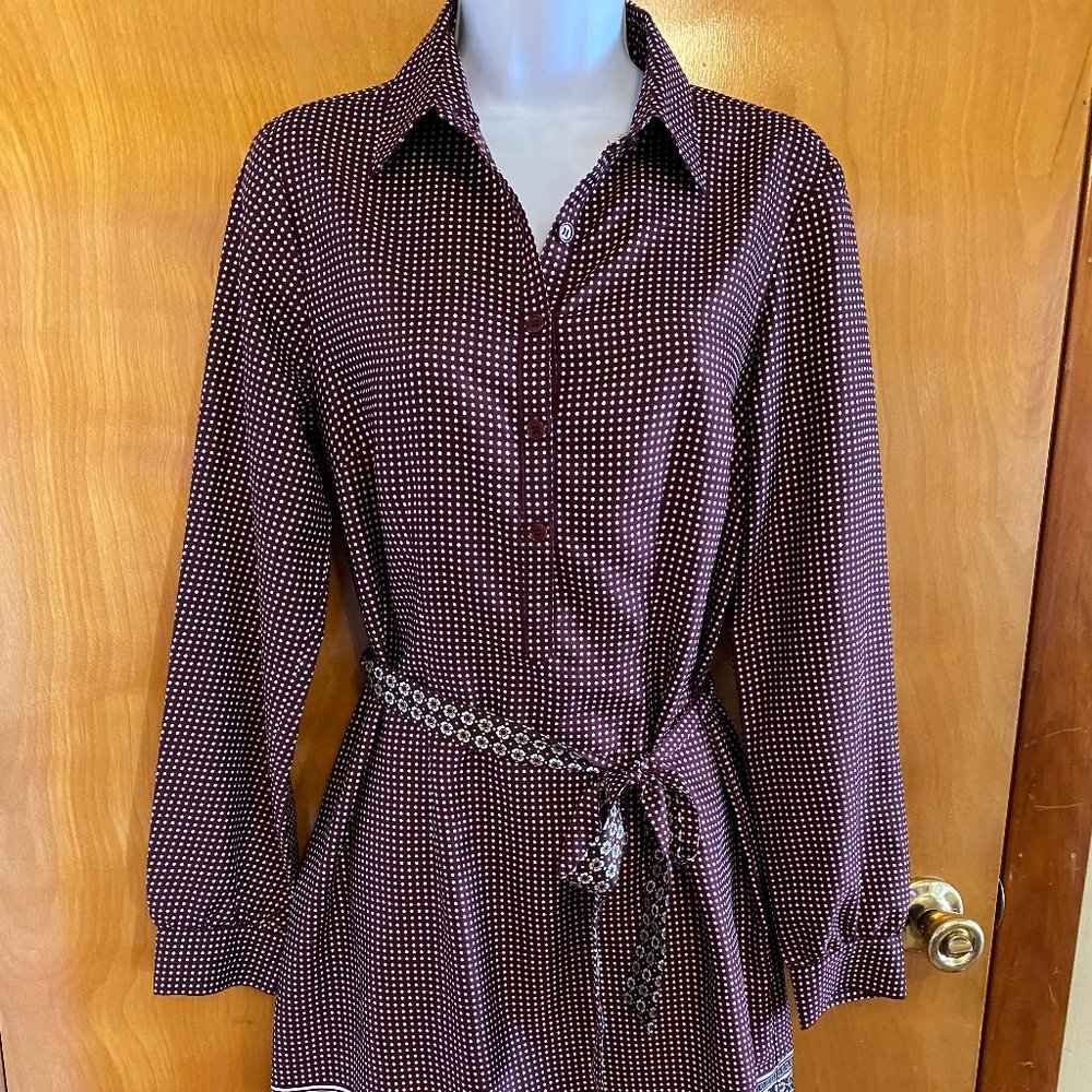 Patterned Long Sleeve Shirt Dress